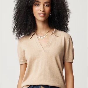 J. Crew Tan Short Sleeve Polo Top